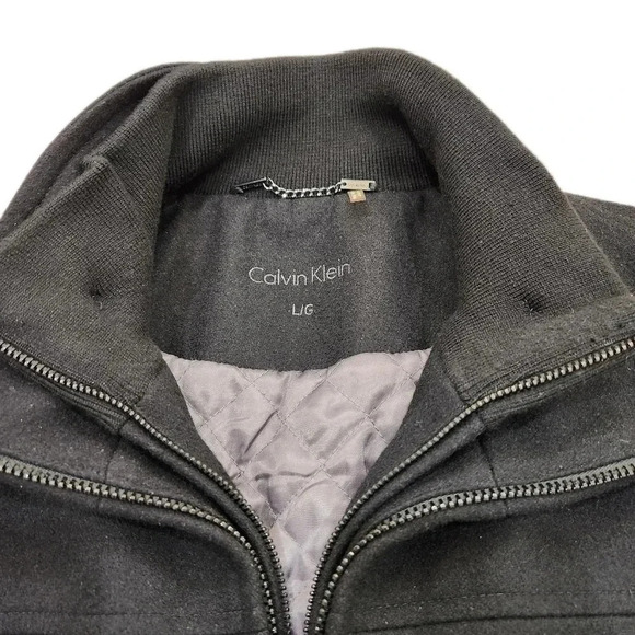 Calvin Klein Wool and Quilted Lining Double Zip Jacket, Black, Men's Large - Picture 4 of 9